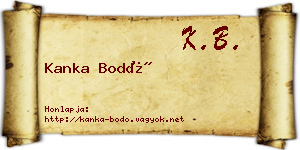 Kanka Bodó névjegykártya
